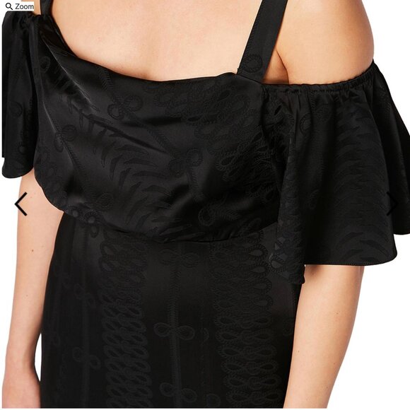 Temperley London NWT Erika Black Cold Shoulder Silk Blend Maxi Dress US2/UK6 - Picture 4 of 4